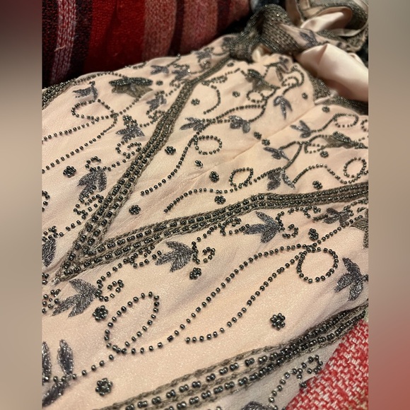 Vintage 90’s 100% Silk Beaded Dress Silk Slip Dress Backless White Gown Prom Y2K - Picture 15 of 16